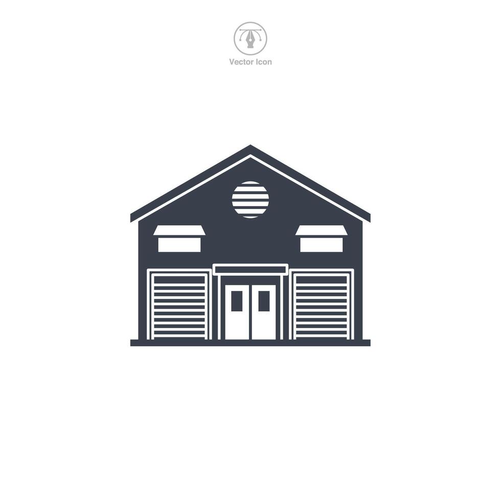 Warehouse building icon symbol illustration isolated on white background vector