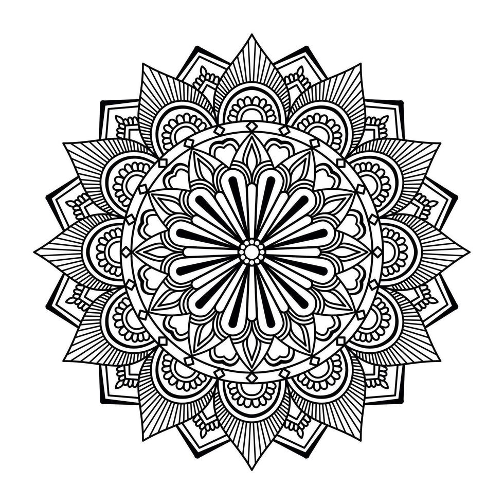 Mystical Flower Mandala Paper Cutting or Colouring Book Page vector