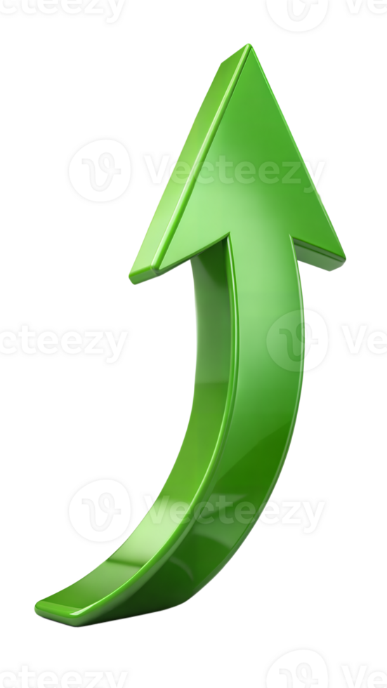 Curved green arrow upward, representing a steady increase png