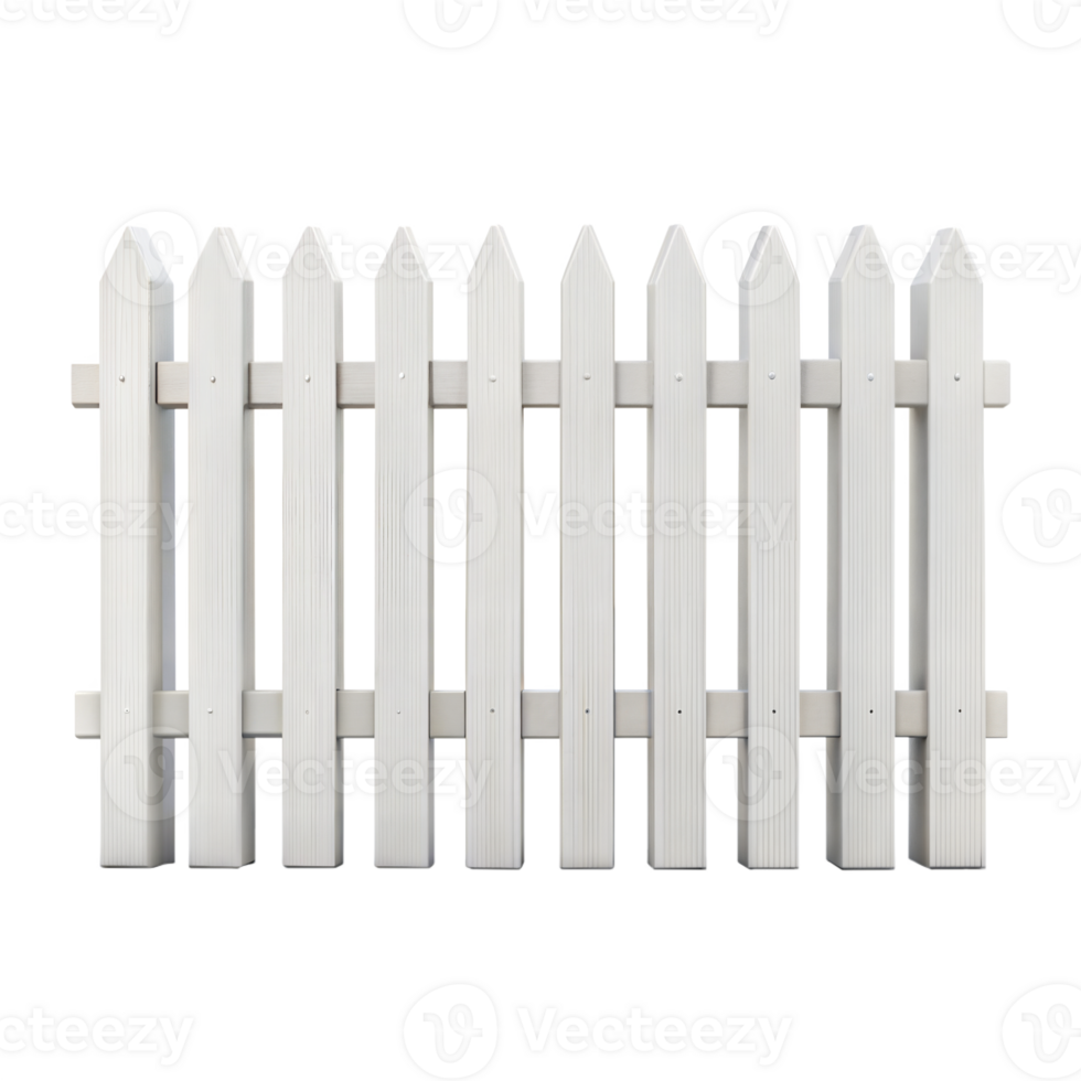 White picket fence isolated on transparent background png