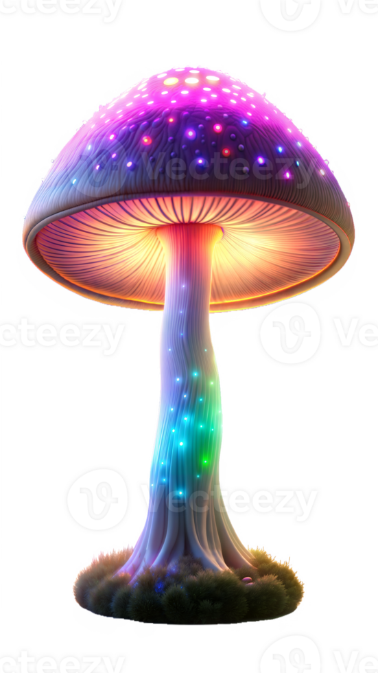 Glowing mushroom isolated on transparent background png