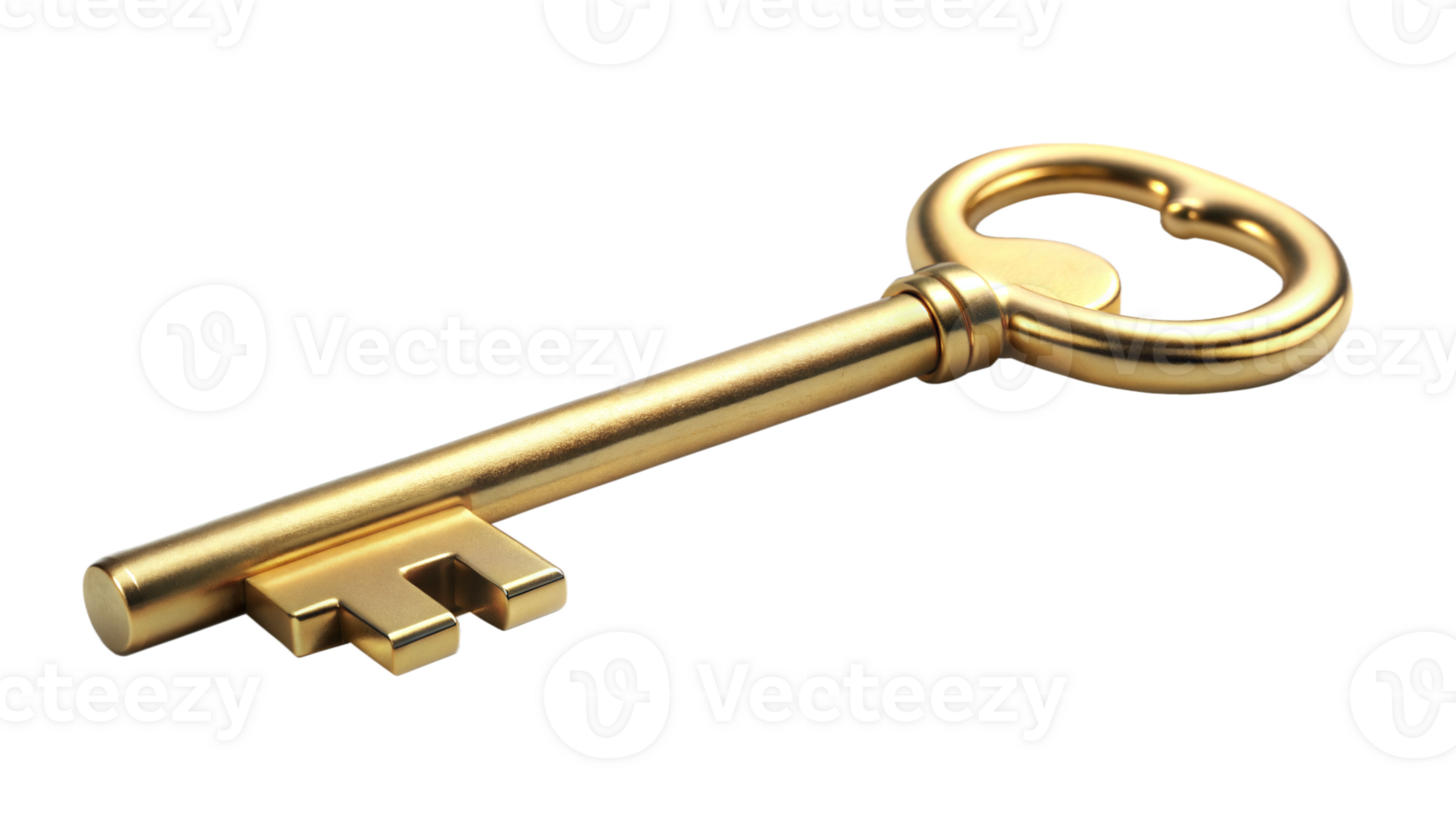 Gold key isolated on transparent background, realistic 3D illustration symbolizing success and opportunity png