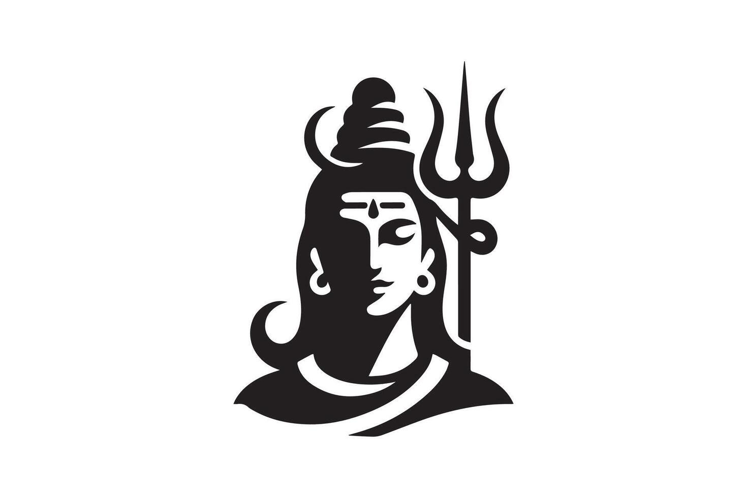 Lord shiva, the lord of the gods, is depicted in a black and white logo vector