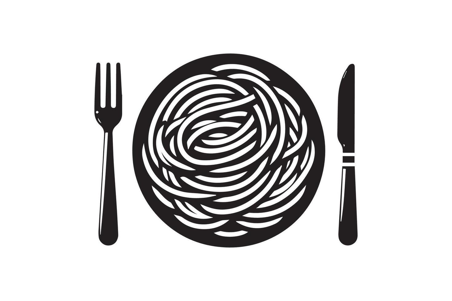 Italian food plate with fork and knife illustration vector