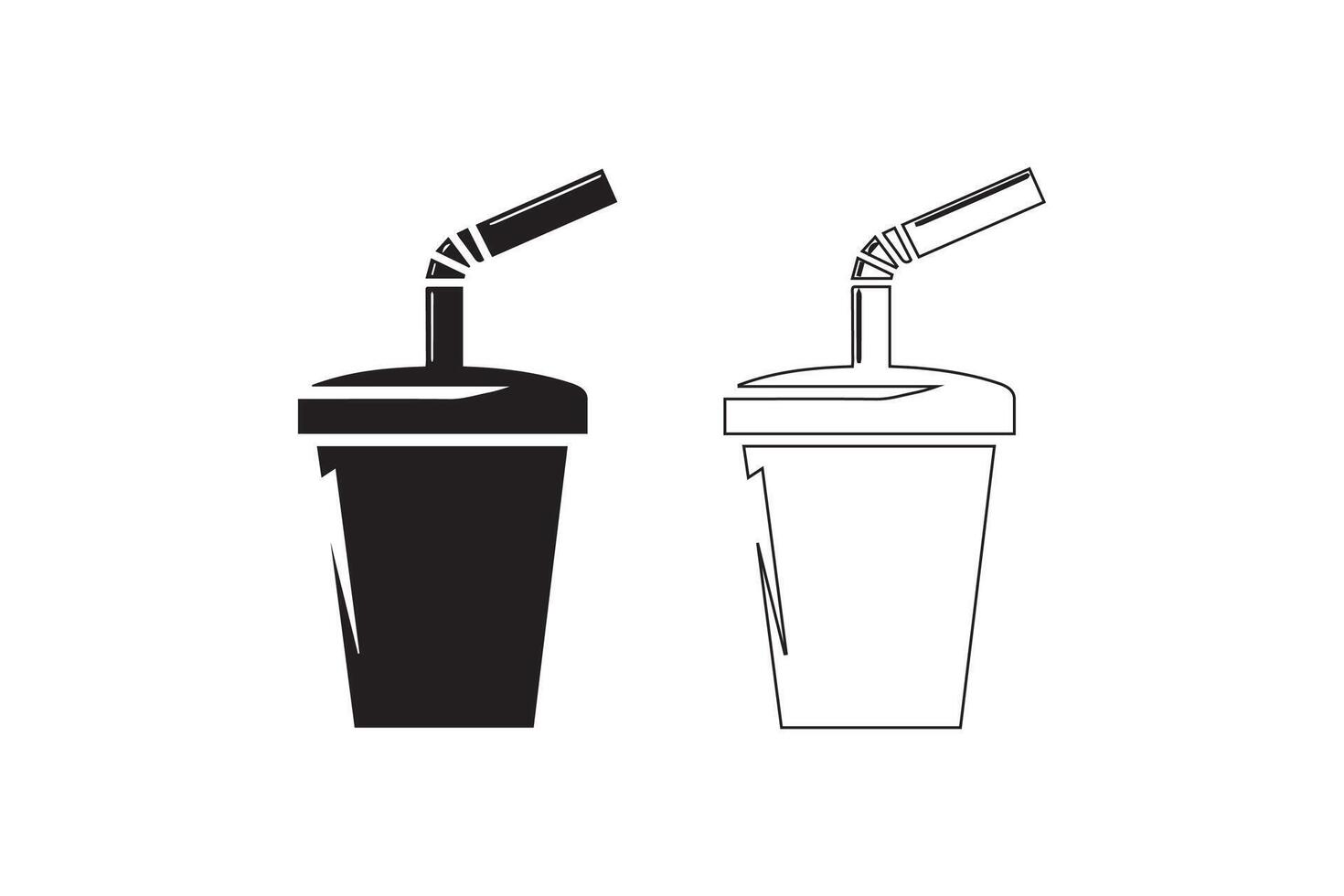 A black and white illustration of a cup with a straw vector