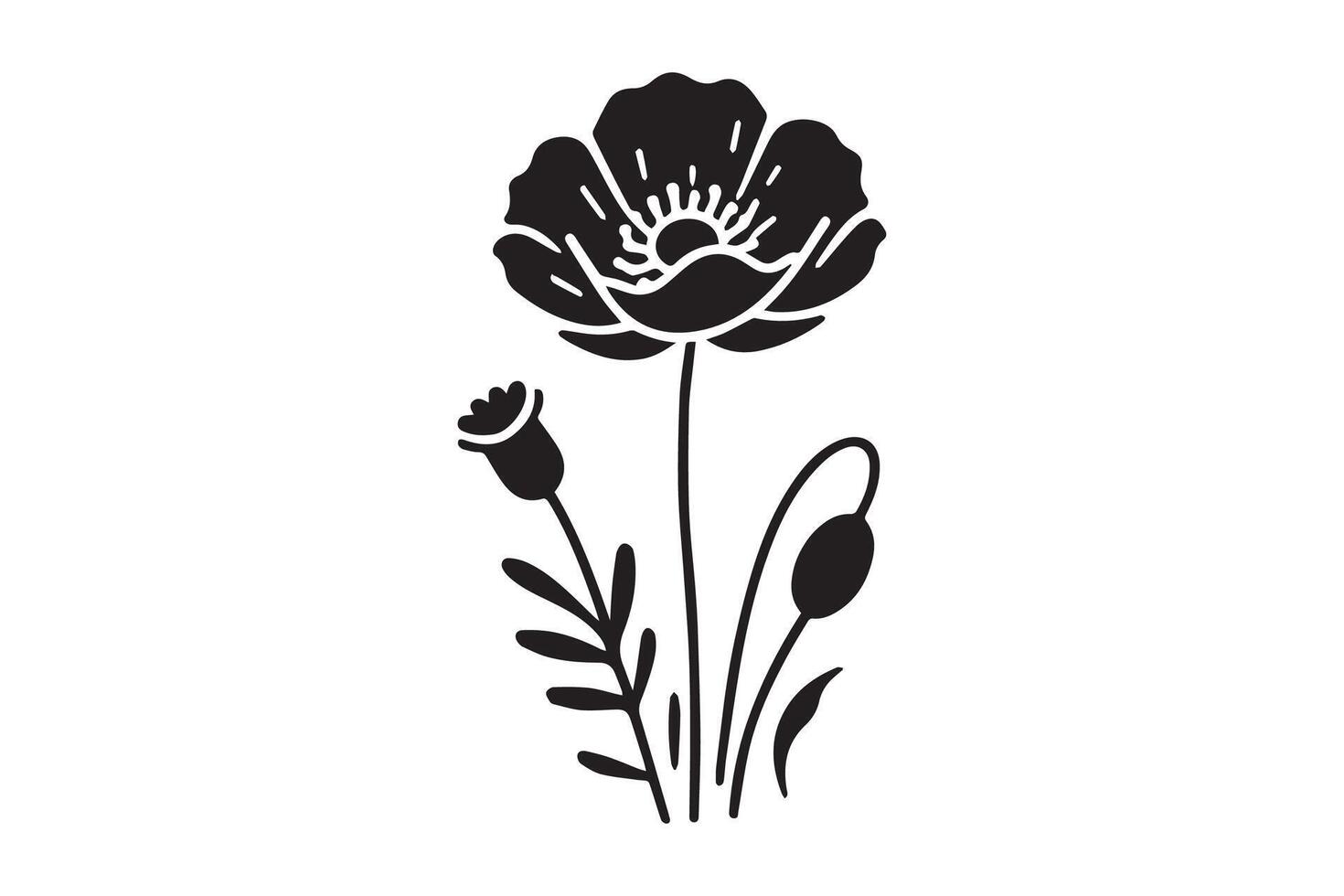 A black and white illustration of a flower vector