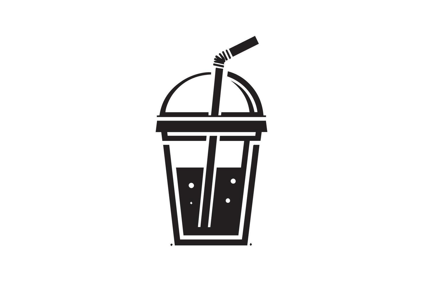 A black and white illustration of a drink in a glass vector