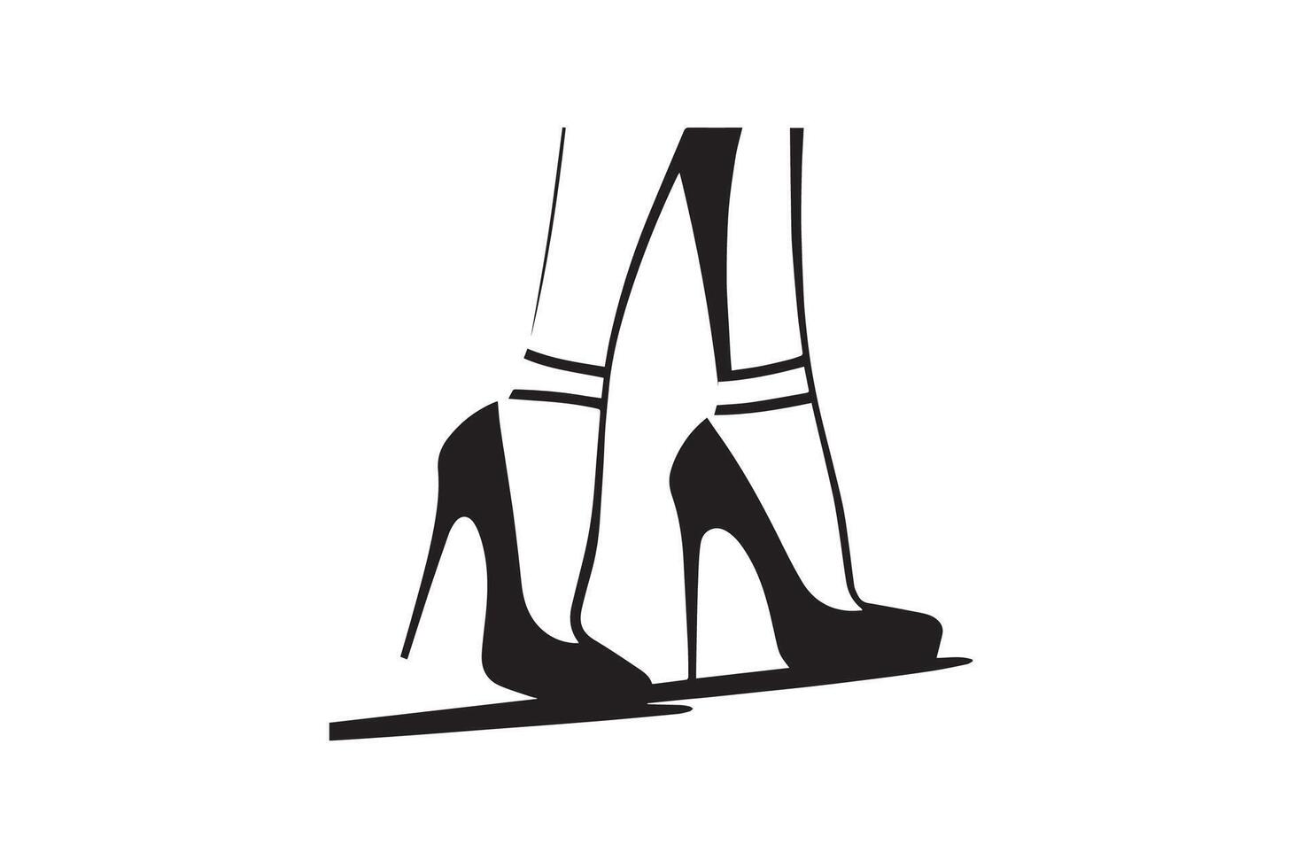 A woman's legs in high heels are shown in silhouette vector