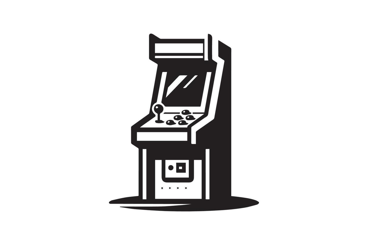 An arcade machine logo with a black and white image vector