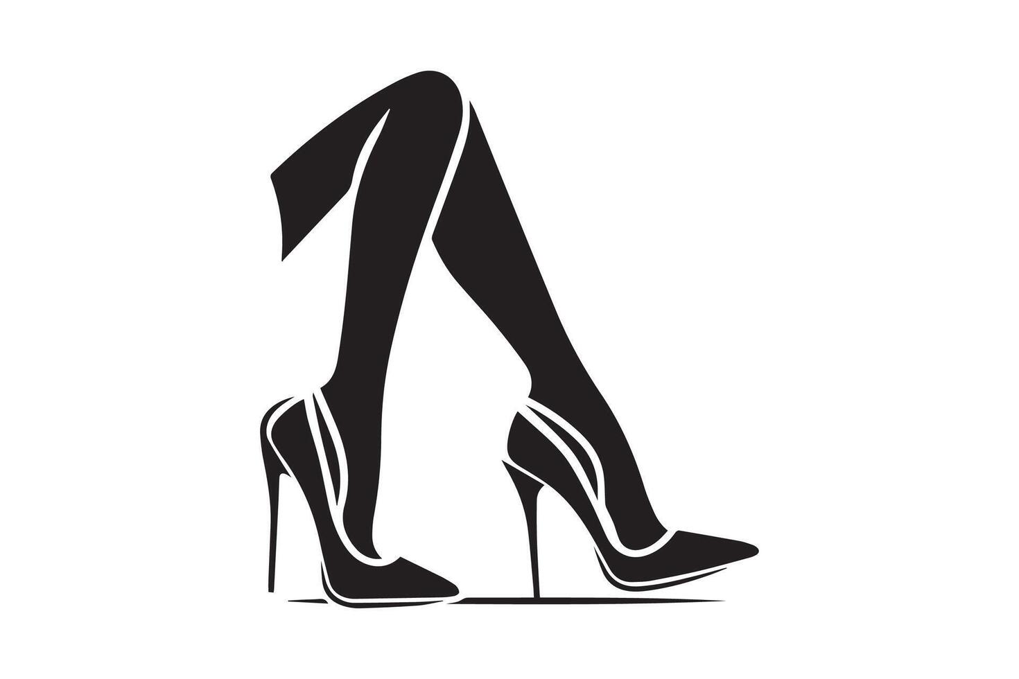 A woman's legs in high heels on a white background vector
