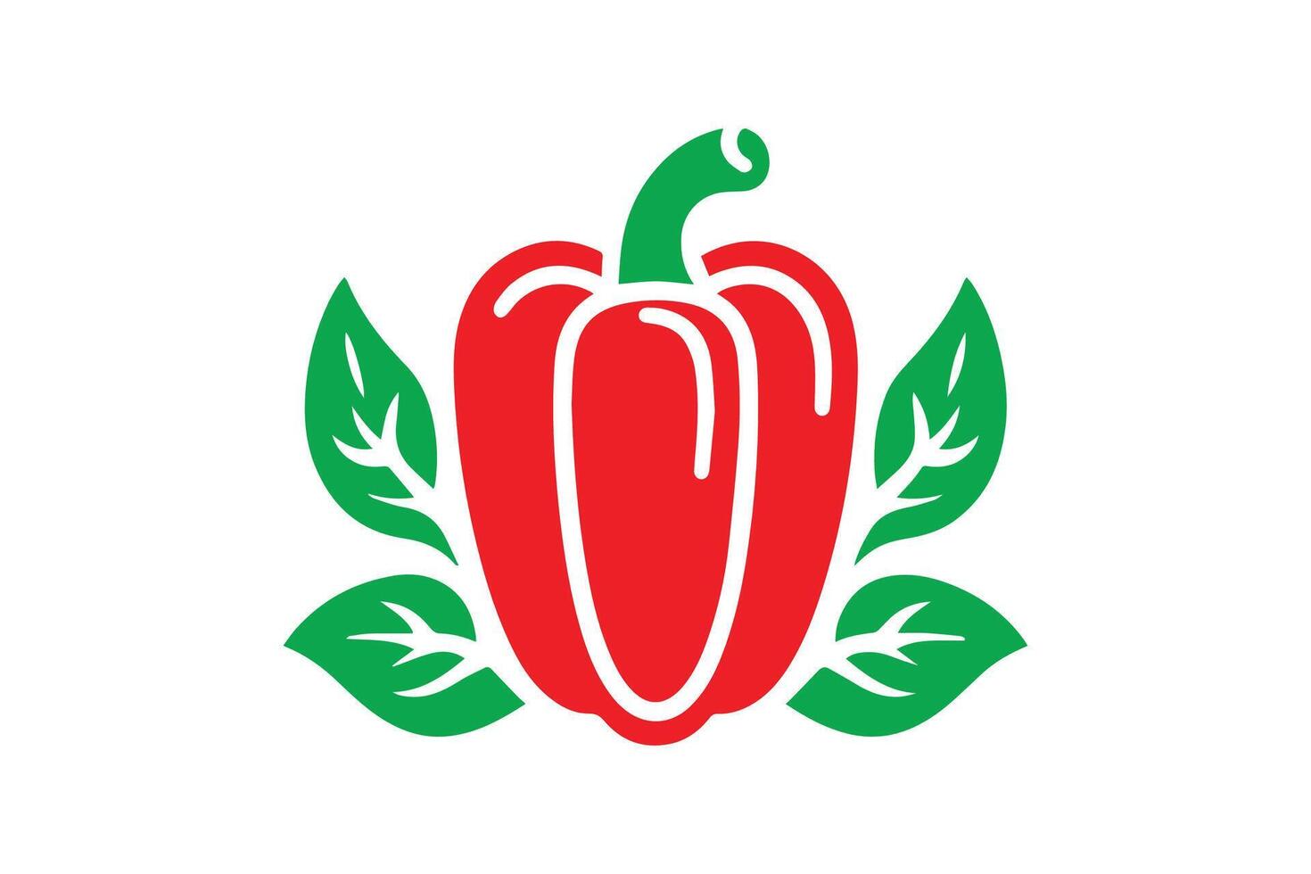 A red pepper with leaves on it vector