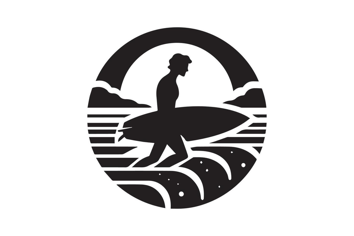 Surfer man silhouette illustration vector
