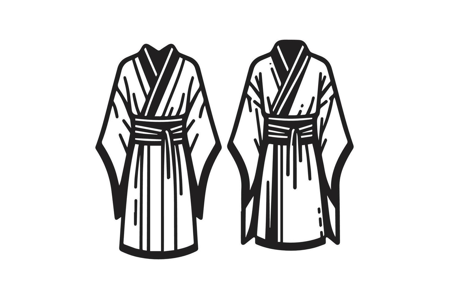 Two black and white drawings of a robe vector