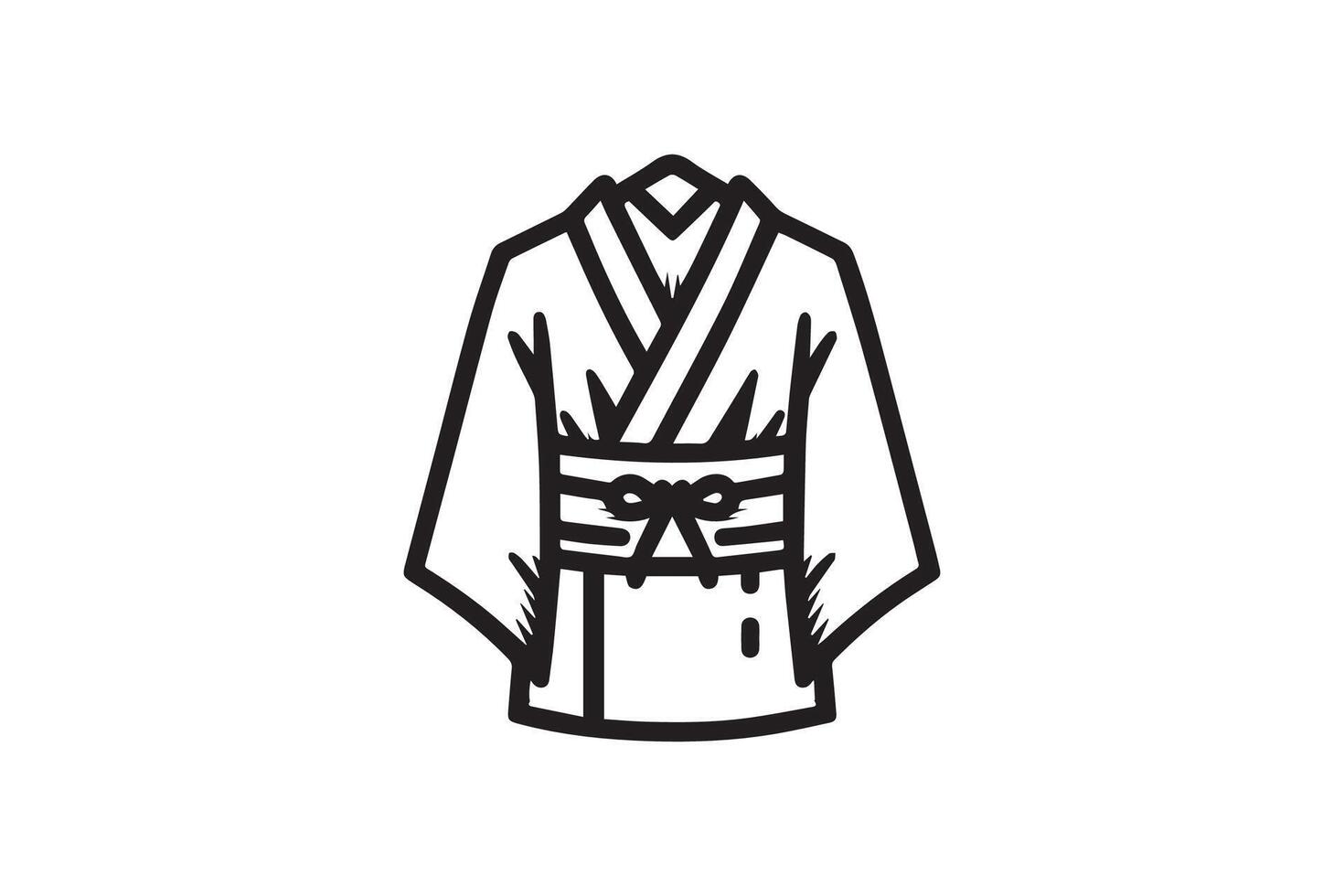 A black and white illustration of a kimono vector