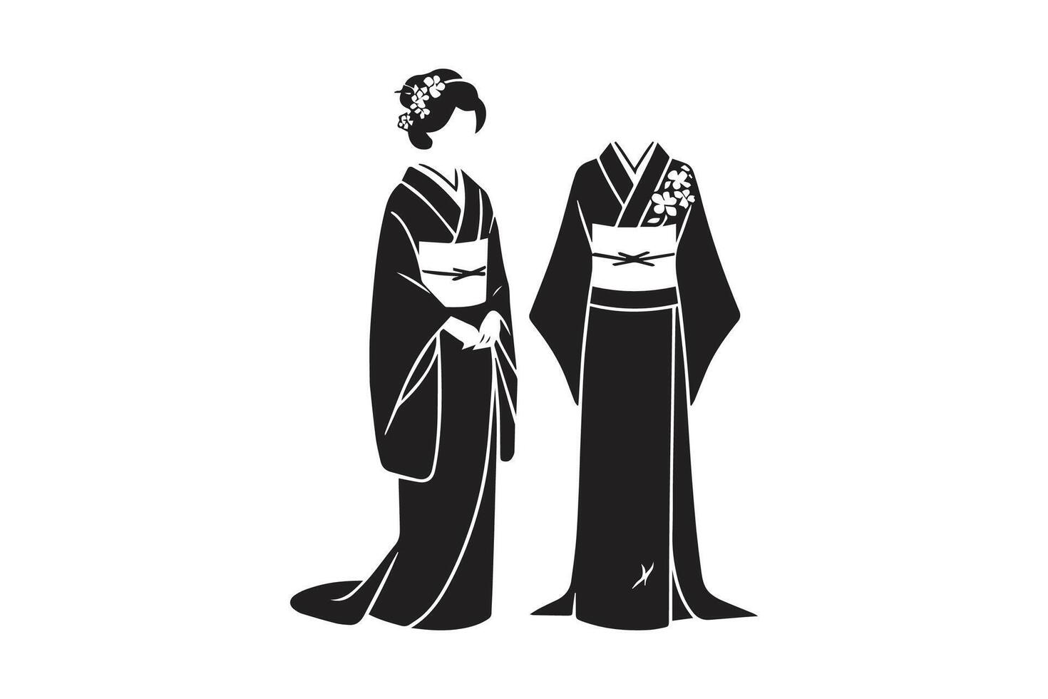 Two women in traditional japanese clothing vector