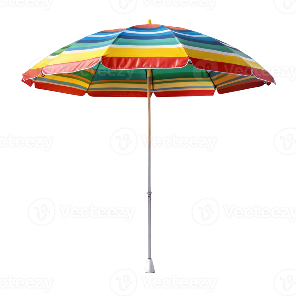 Colorful beach umbrella isolated on transparent background png