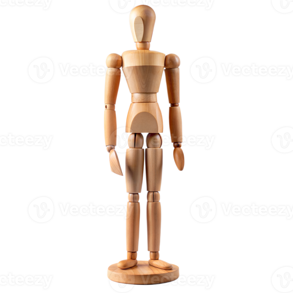 Wooden mannequin isolated on transparent background png
