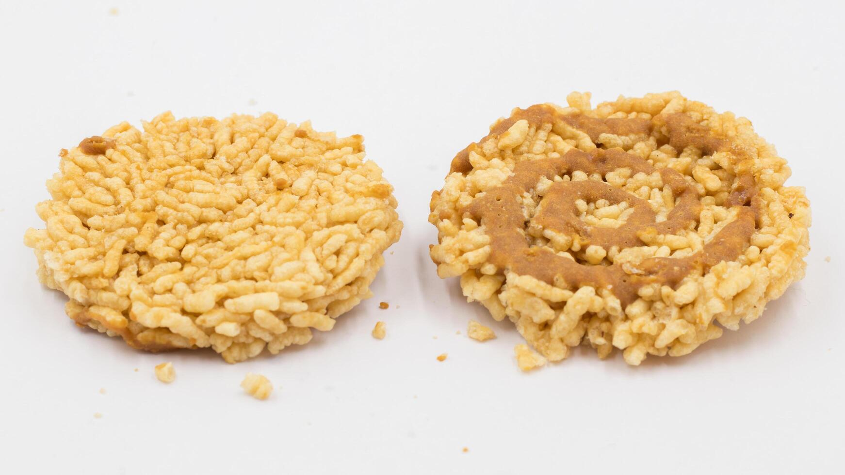 Stack of rice cracker, rice cracker with coconut palm sugar. photo