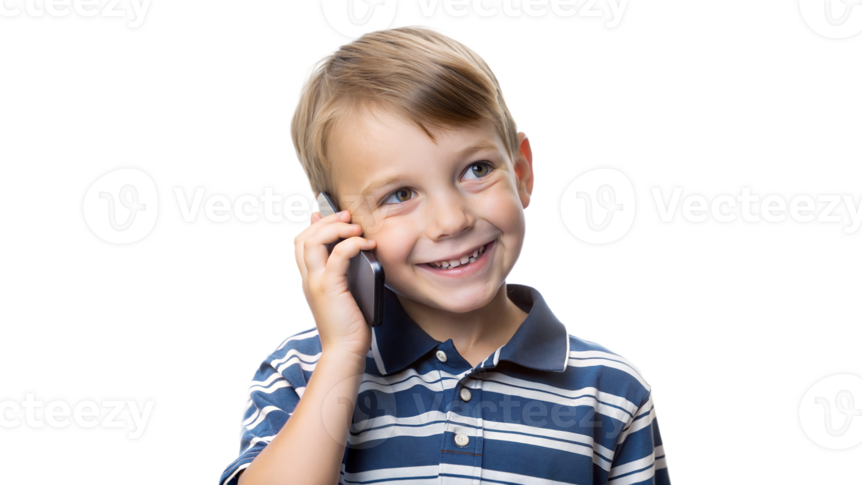 Boy talking on smartphone isolated on transparent background png