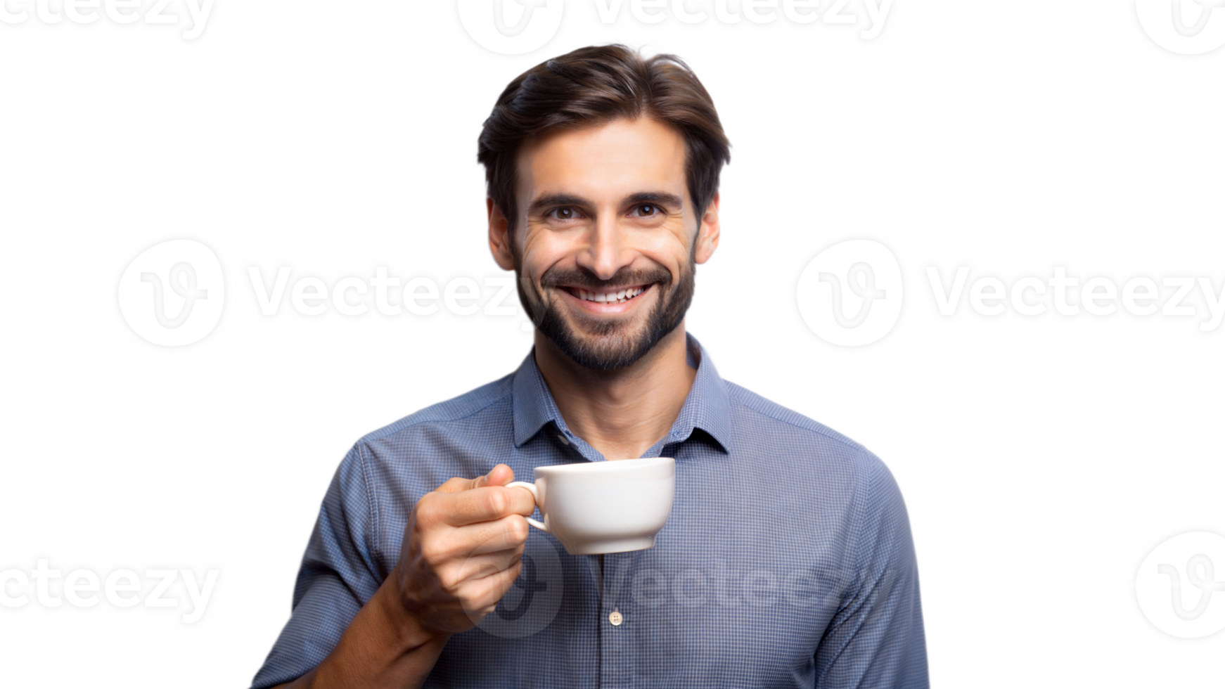 Man drinking coffee isolated on transparent background png