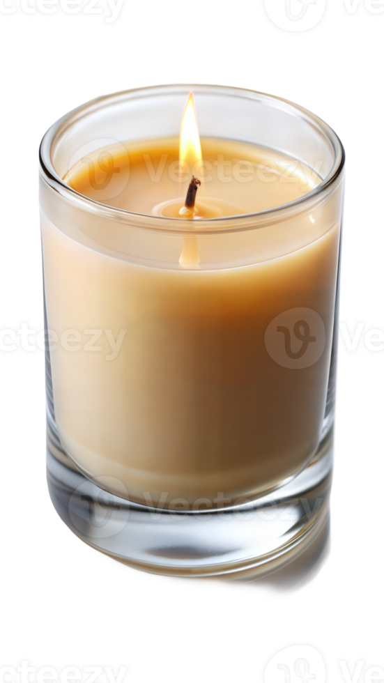 Scented candle in glass jar isolated on transparent background png