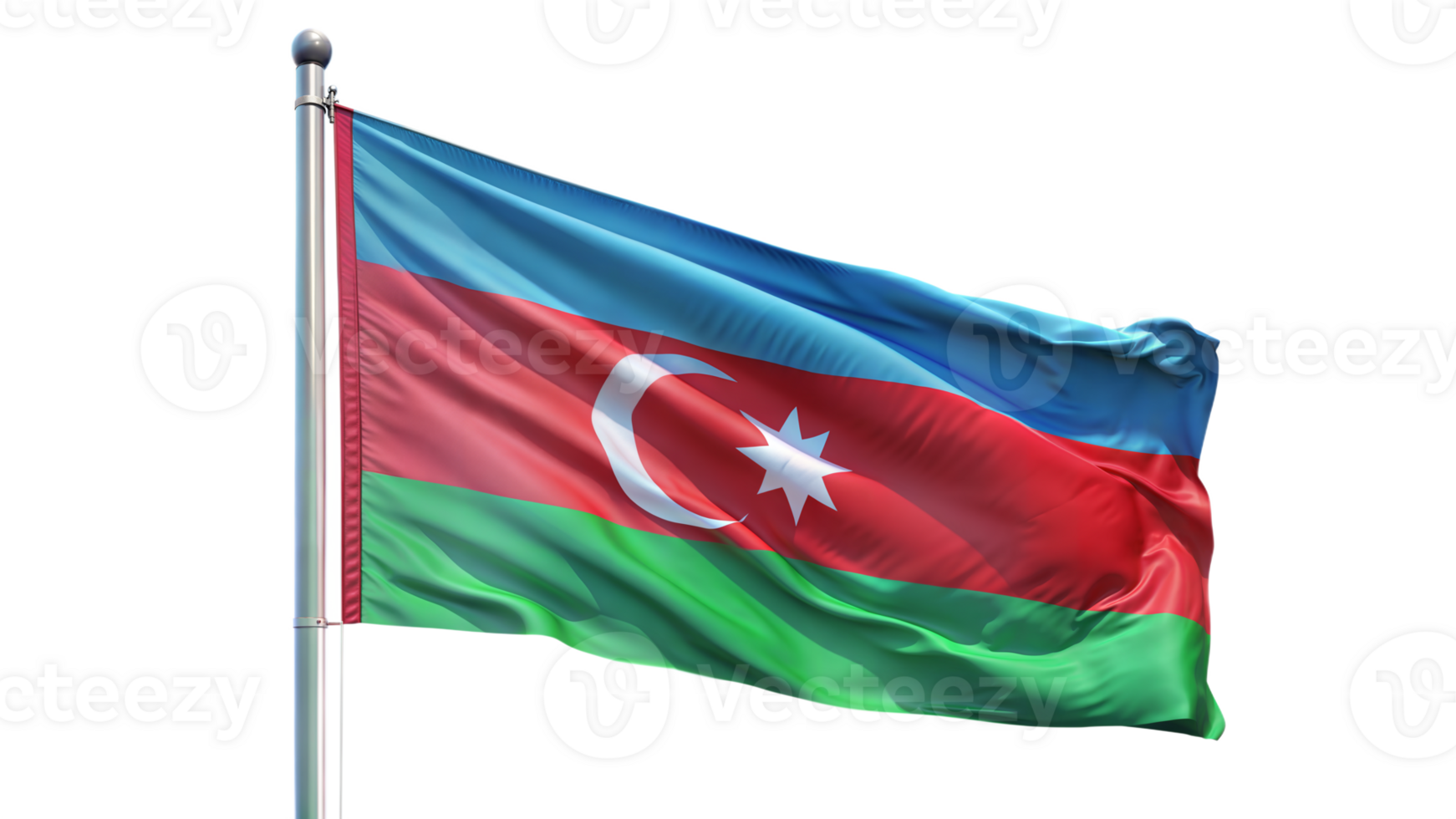 Azerbaijan Flag Waving on Transparent Background png