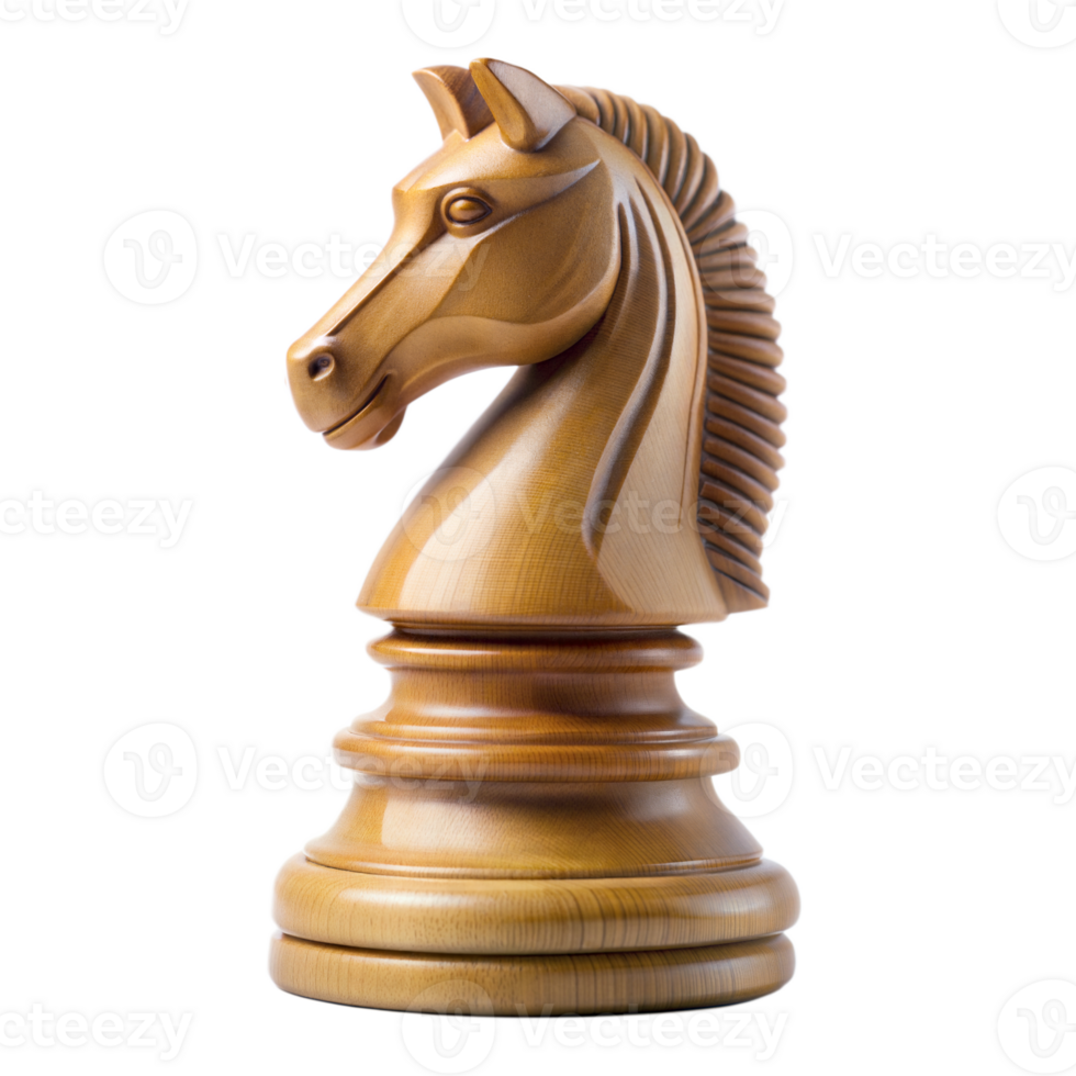 Wooden knight chess piece isolated on transparent background png