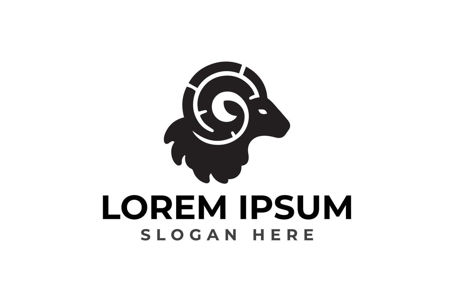 A black and white logo for a sheep vector