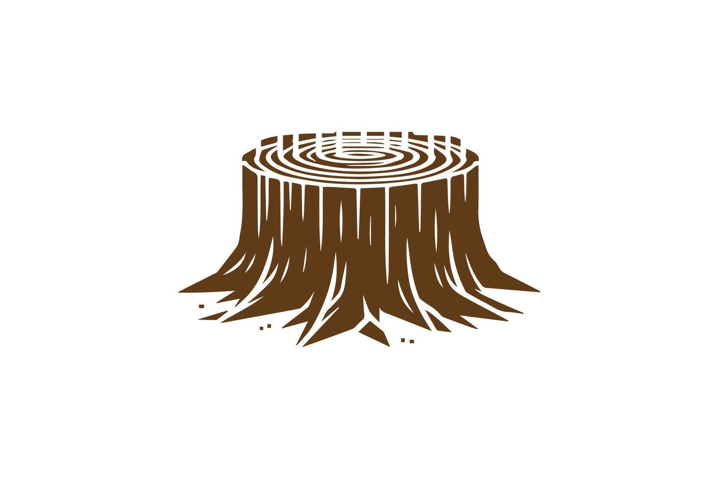 Logo of a tree stump with a brown background vector