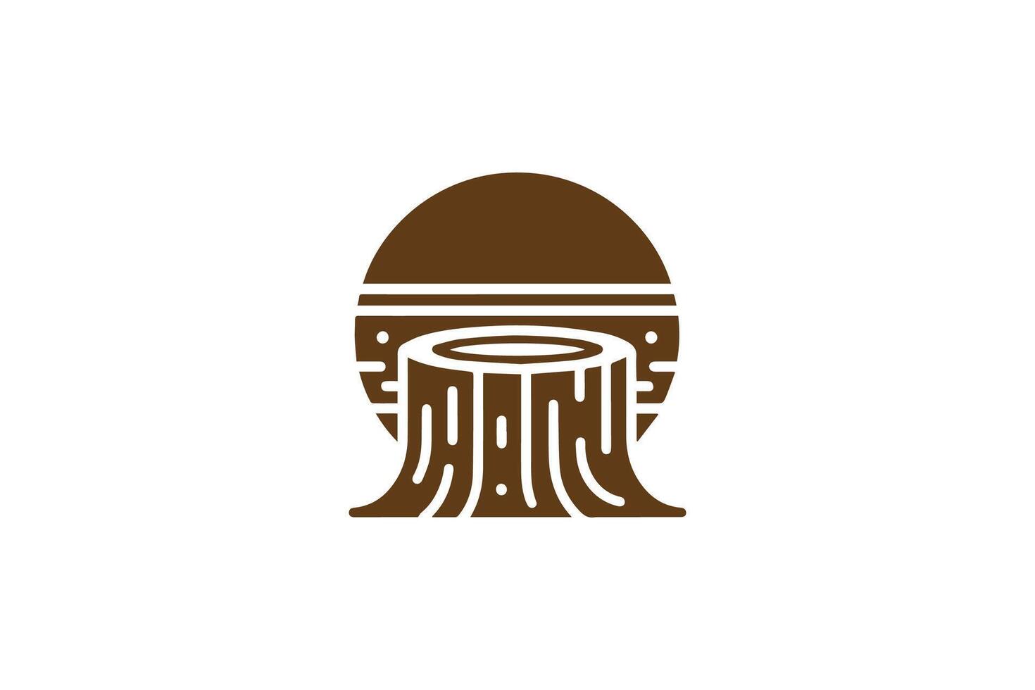 A brown egg with a tree stump in the middle vector