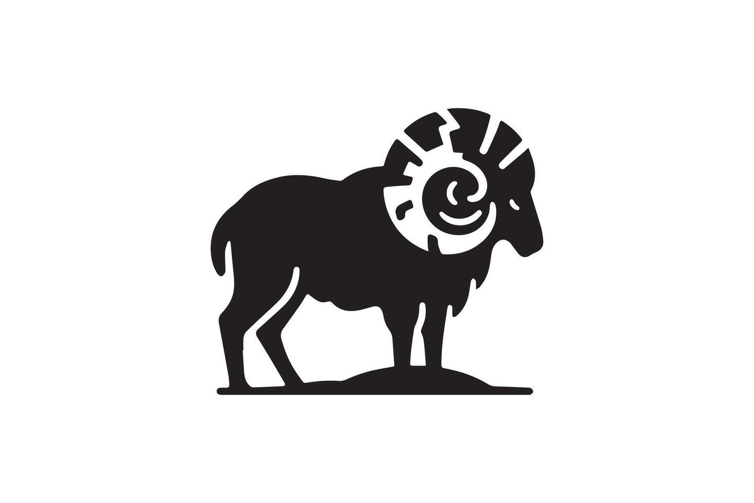 A ram is standing on a hill with a mountain in the background vector