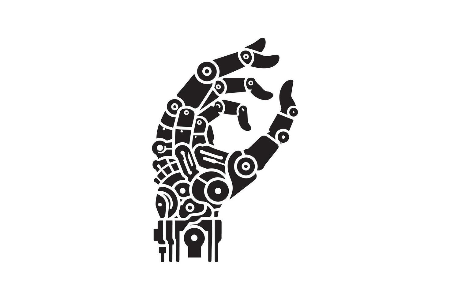 Computer Numerical Control robotic hand silhouette vector