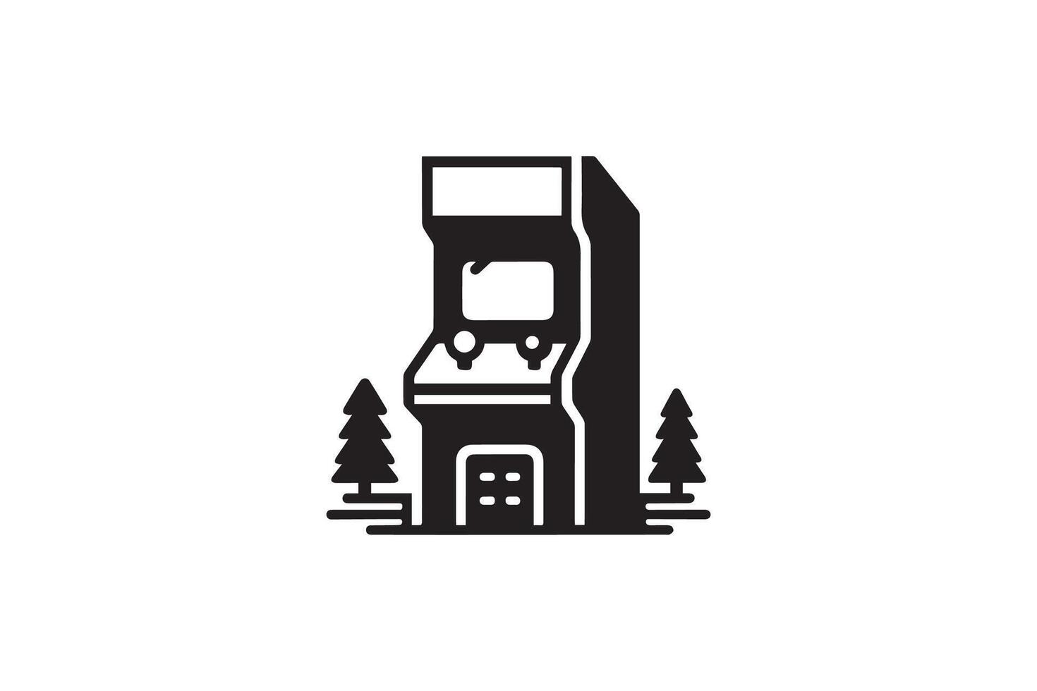 A black and white logo of a game machine vector