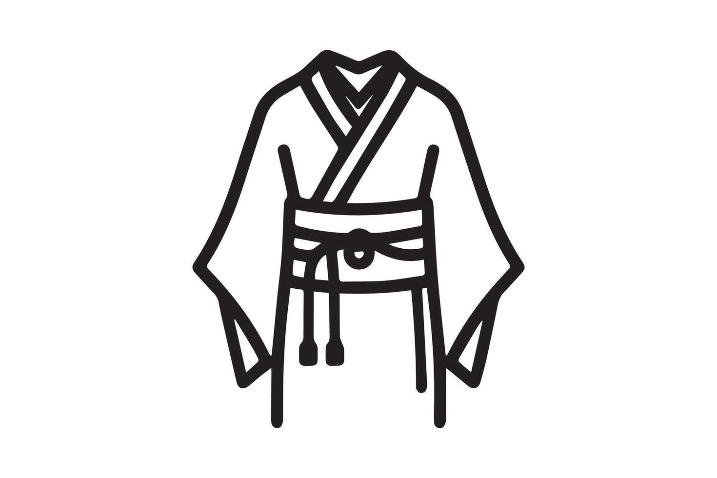 A black and white illustration of a kimono vector
