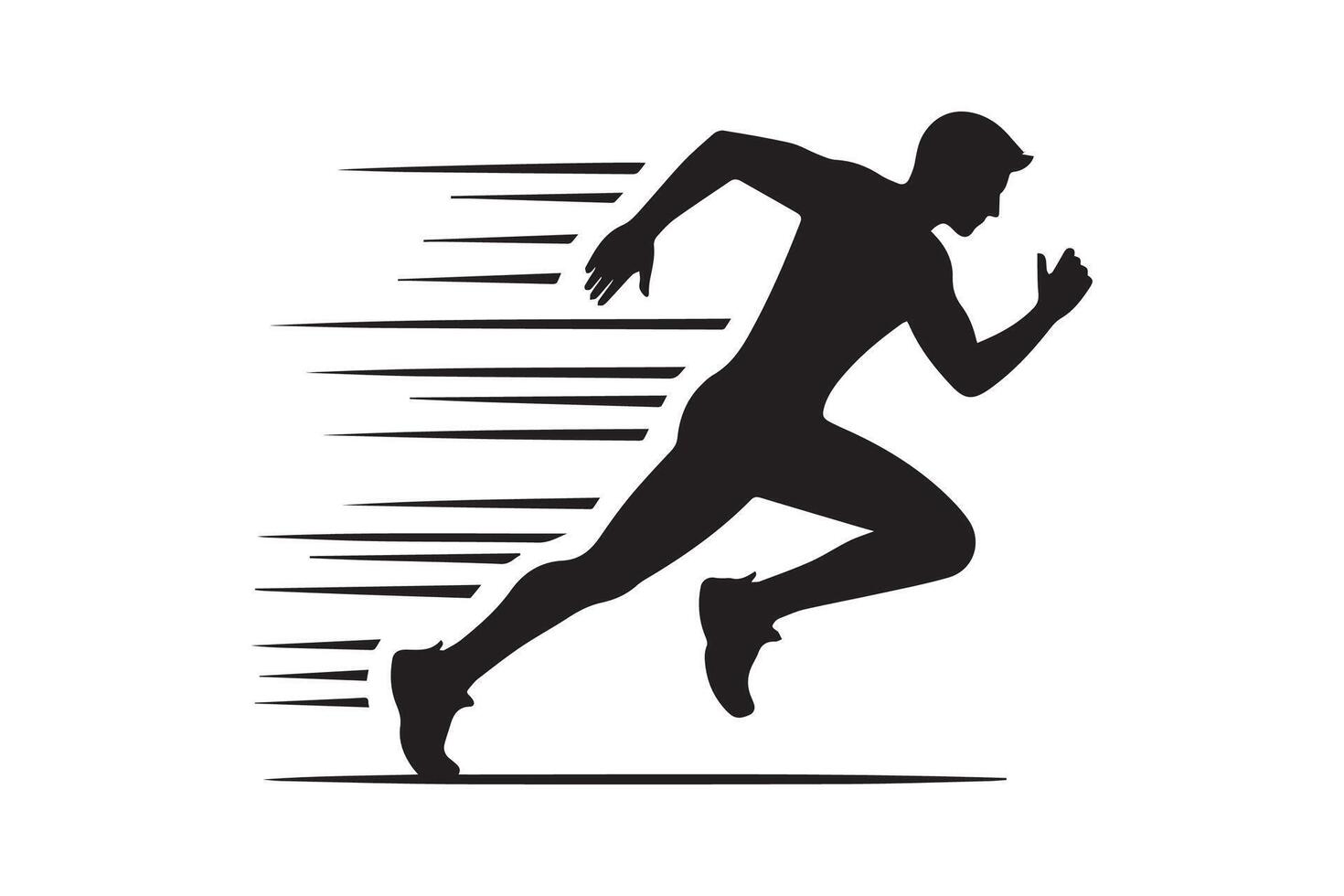 A silhouette of a man running with a speed of motion vector