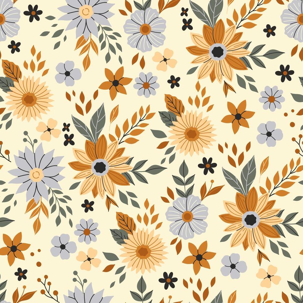 Delicate seamless pattern with autumn flowers. graphics. vector