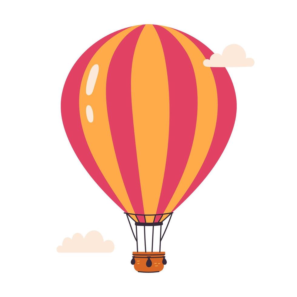 Striped simple aerostat isolate on white background. graphics. vector