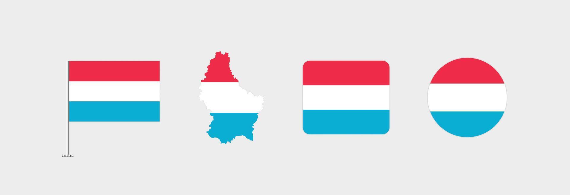 Luxembourg flag. Set of Luxembourg Flags Collection. vector
