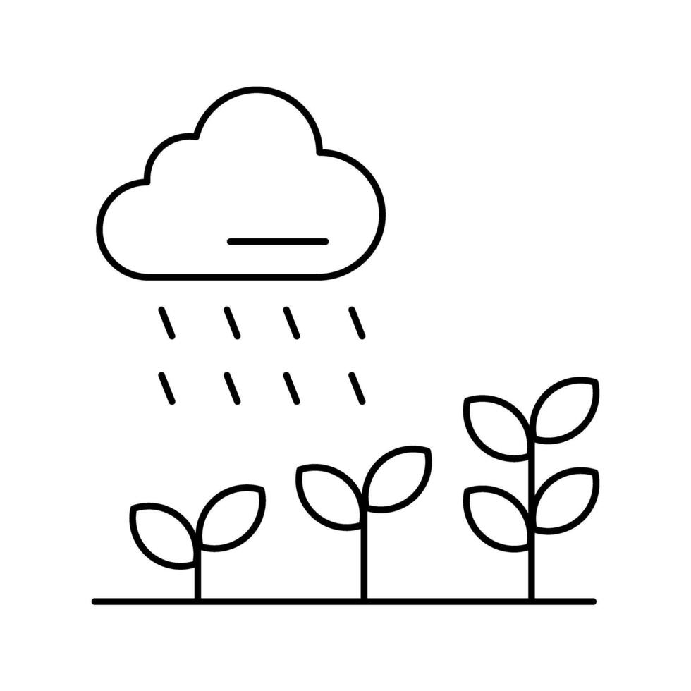 plant growing with raining cloud icon vector