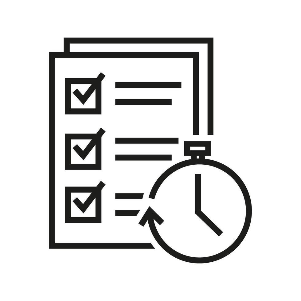 document with timer clock icon vector