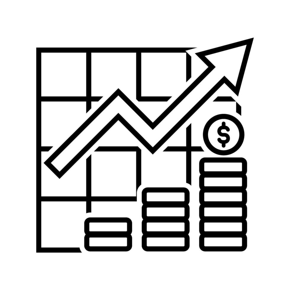money with arrow up chart icon vector