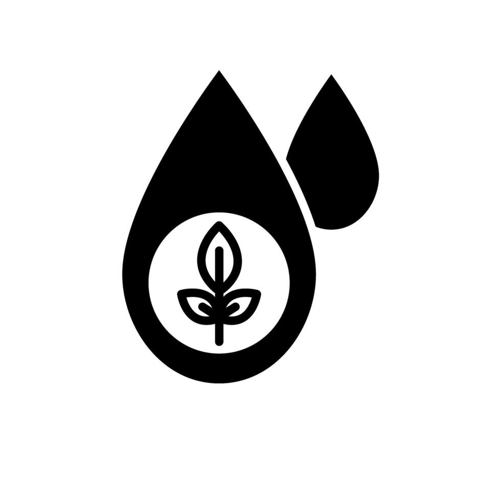 water drop with plant icon vector