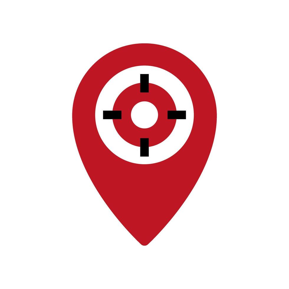 location pin with target symbol icon vector
