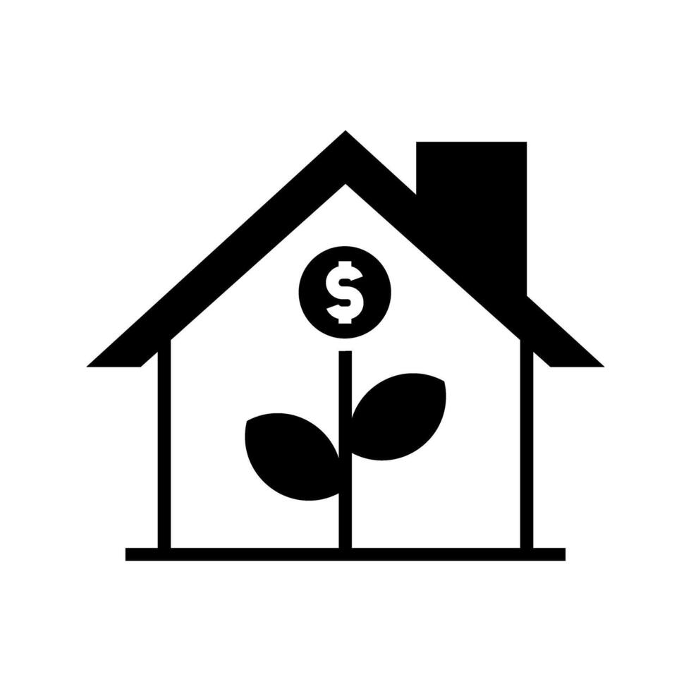 house with money plant icon vector