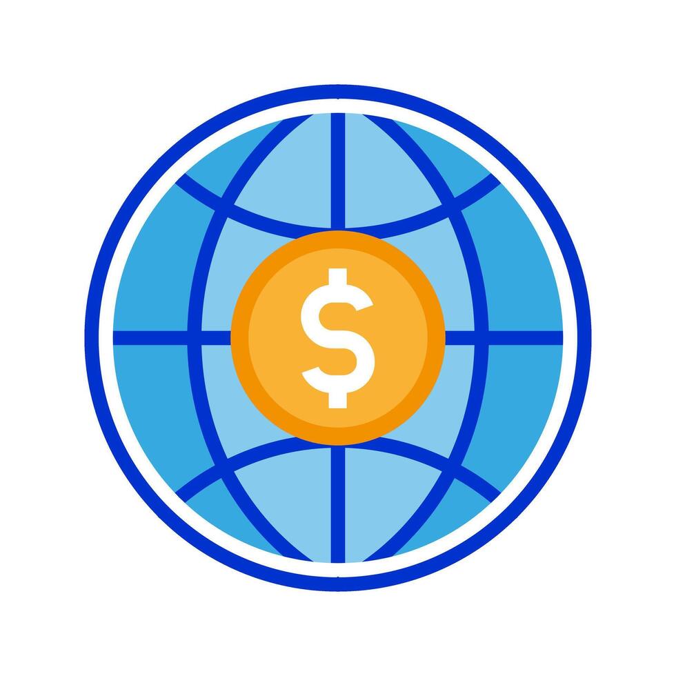 Blue globe with money icon vector