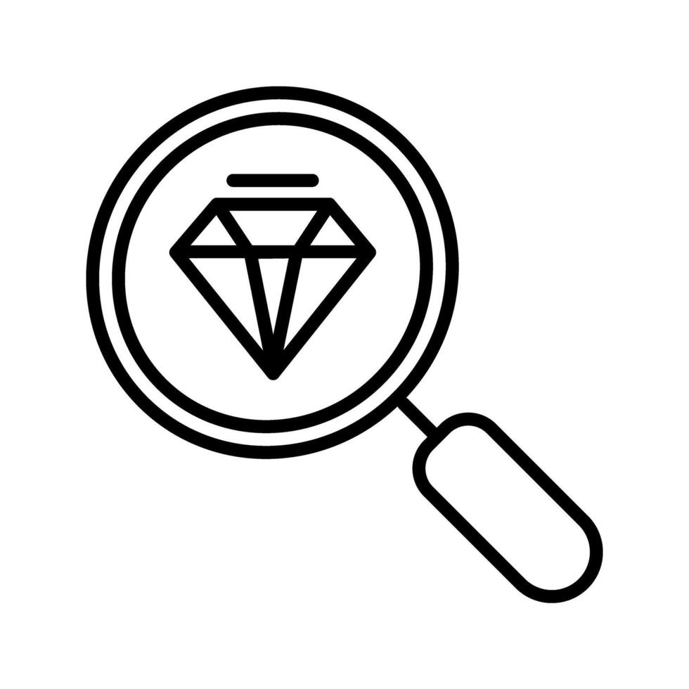 diamond search magnifying glass with diamond icon vector