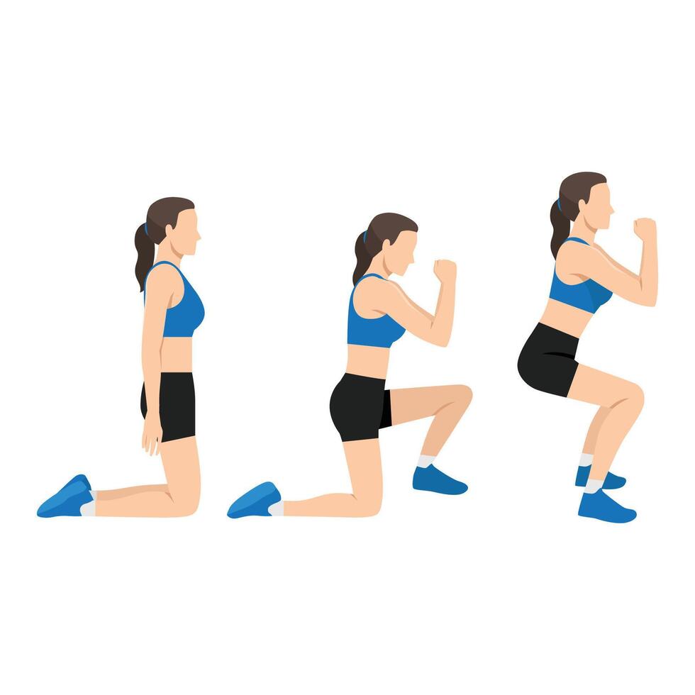 Woman doing Knee to squat. vector