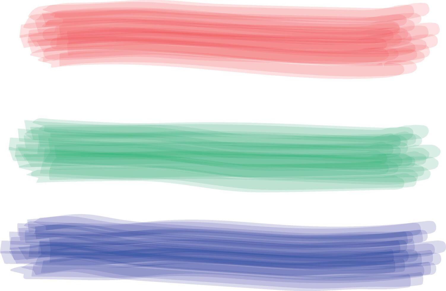 Colorful horizontal brush strokes,RGB colours. vector