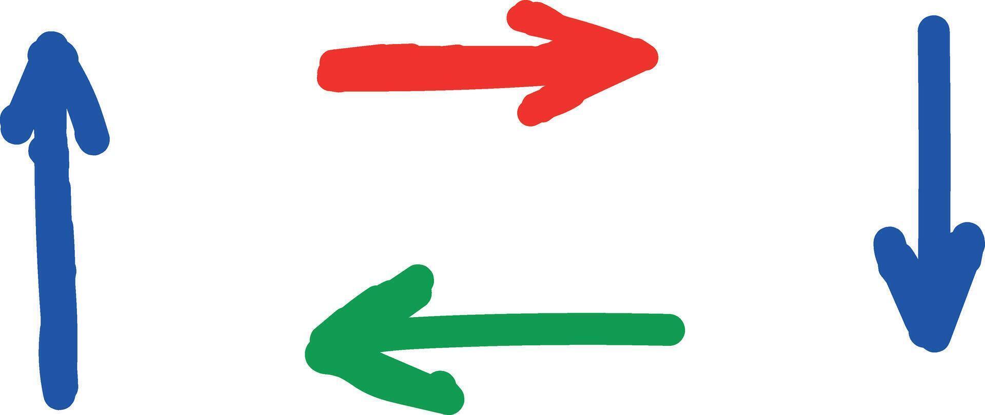 Colorful hand-drawn arrows pointing in different directions. vector