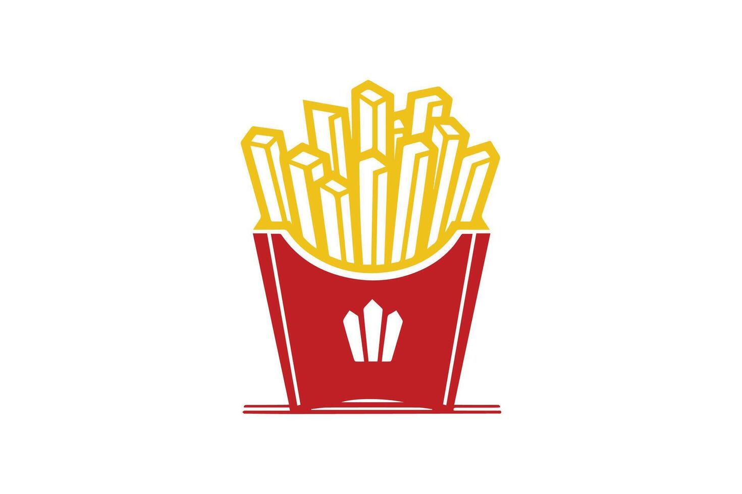 French fries in a red bucket icon vector